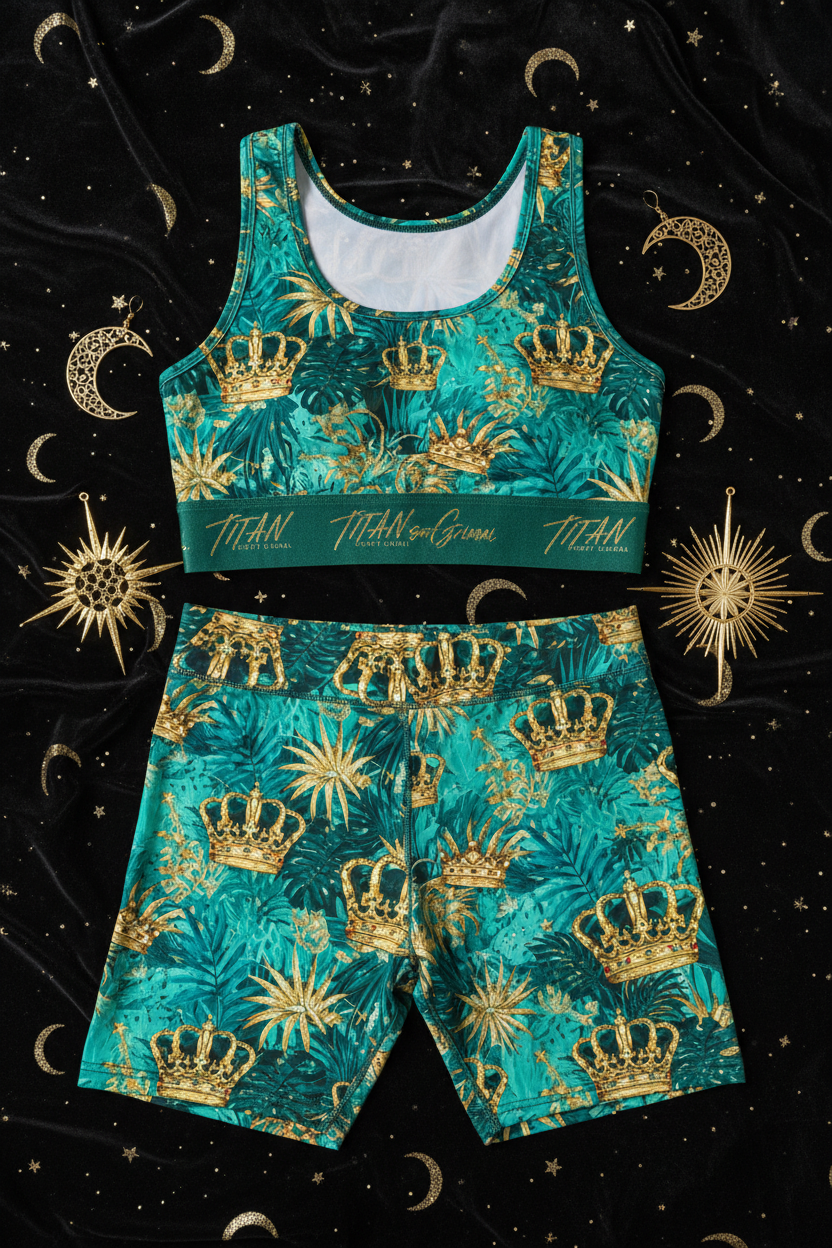 TITAN Women's Tropical Crown Matching Set flat lay Paradise SWAG Edition