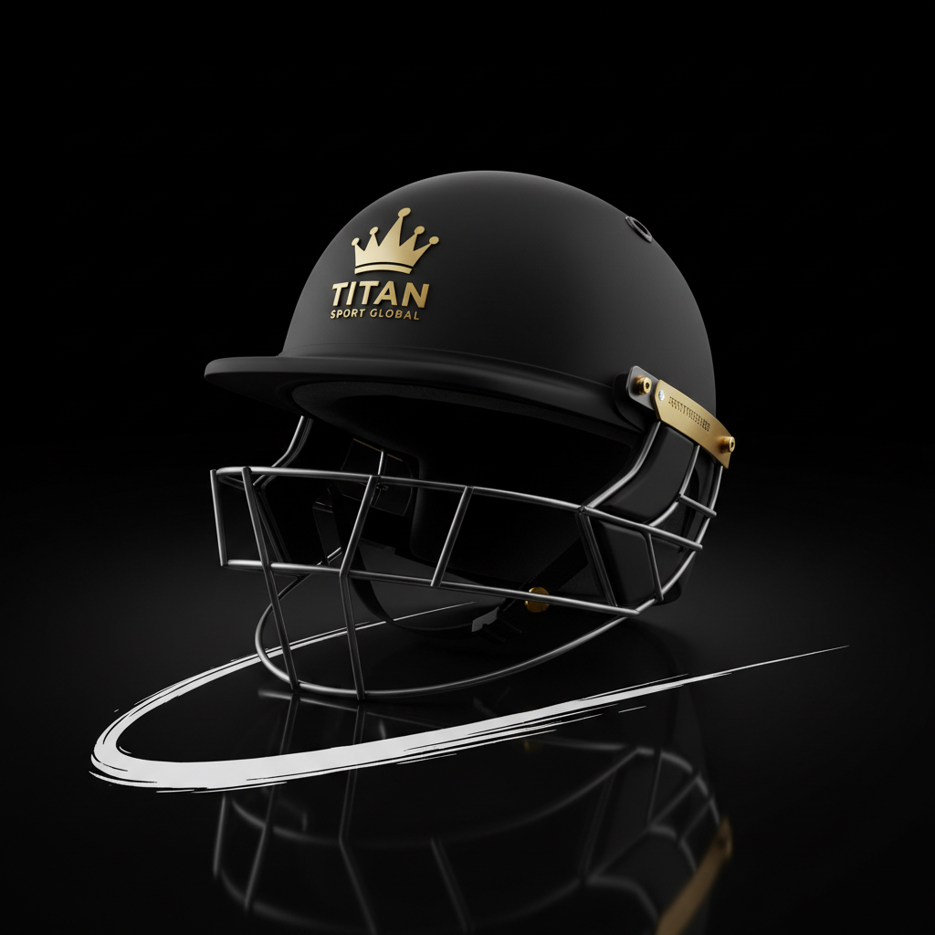 TITAN Cricket Helmet Crown Edition — matte black with gold crown logo