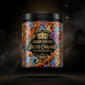 TITAN Whey Protein Isolate Salted Caramel — Crown Edition bold tattoo-style artwork