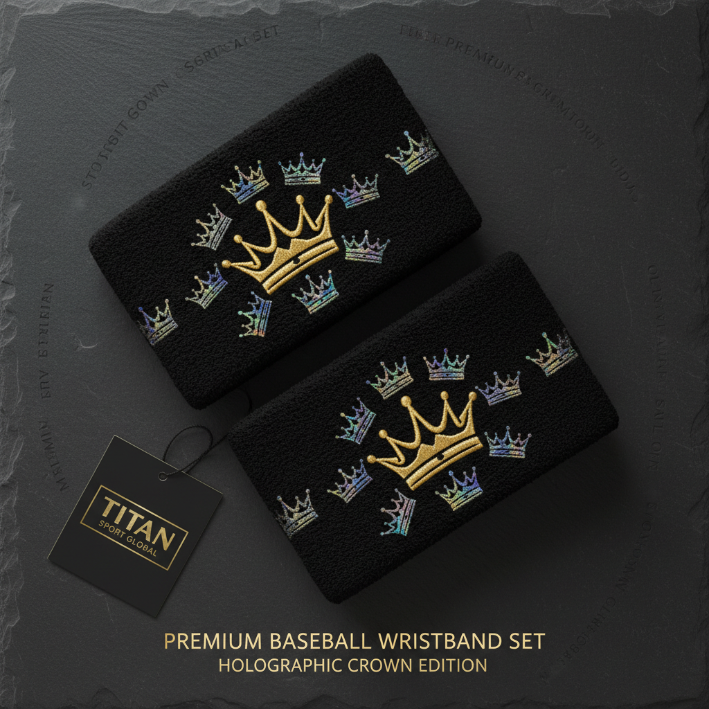 TITAN Crown Edition Baseball Wristband Set Matte Black Gold