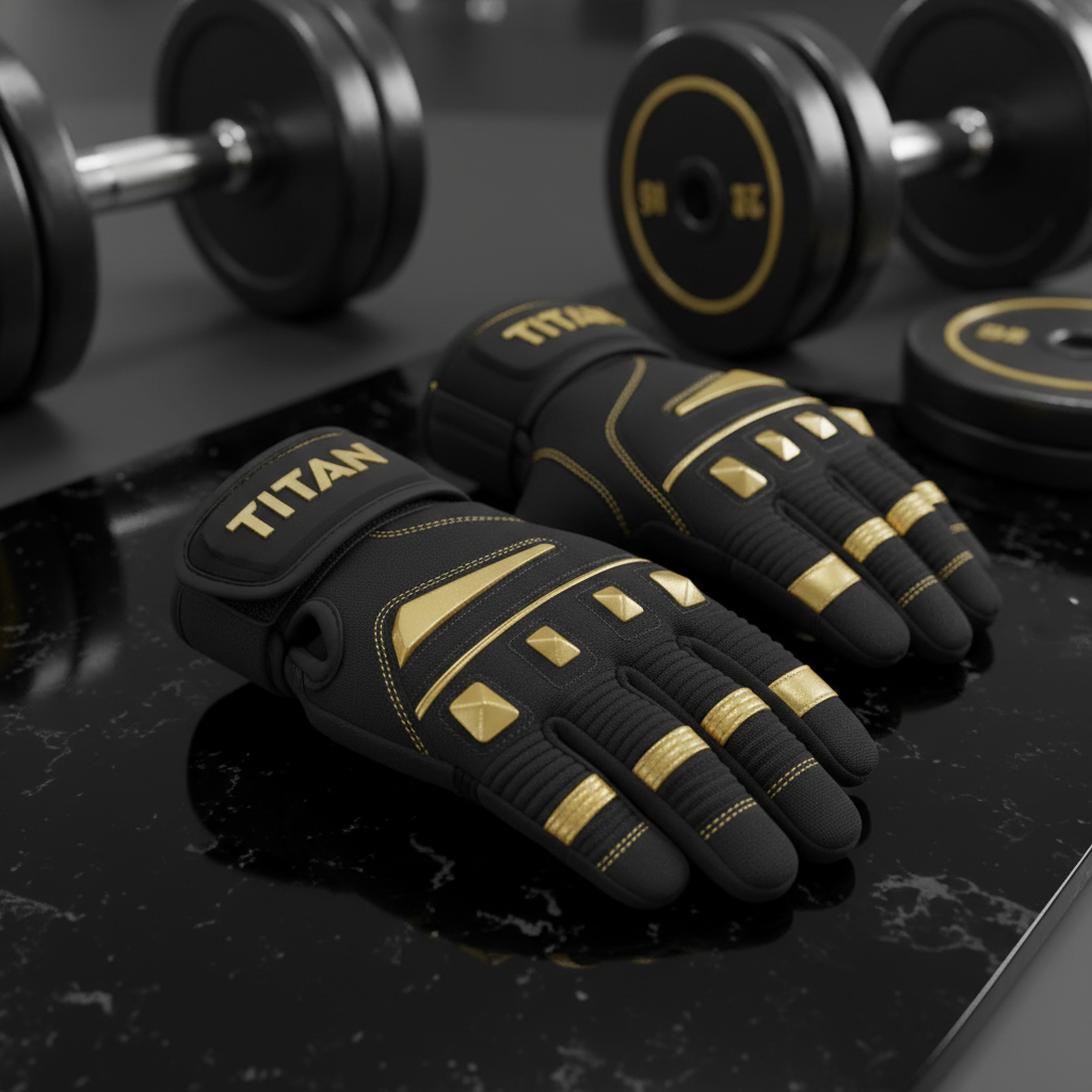 TITAN Workout Gloves - Black & Gold Weightlifting Gloves