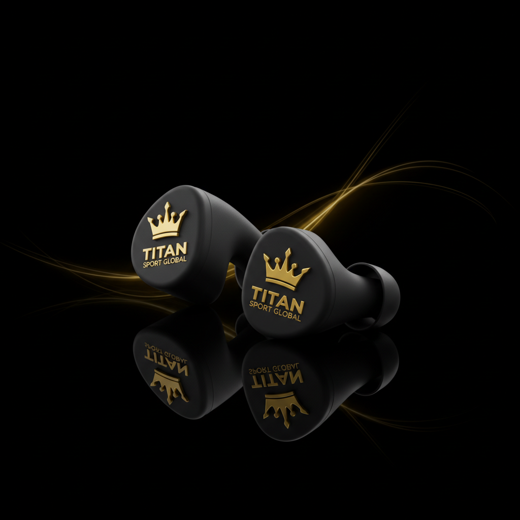 TITAN Silicone Swim Ear Plugs Crown Series — matte black with gold crown branded case