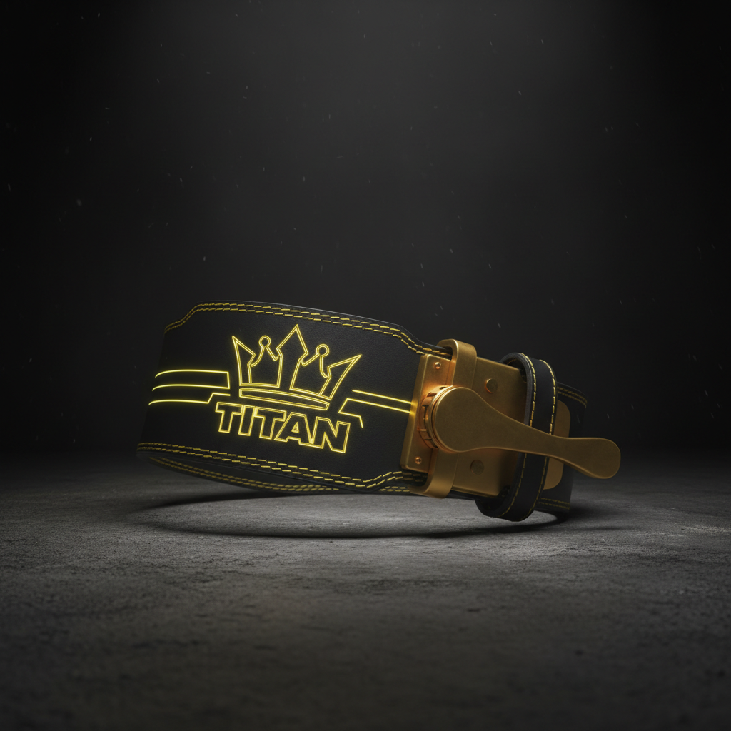 TITAN Elite Leather Weightlifting Belt Black & Gold