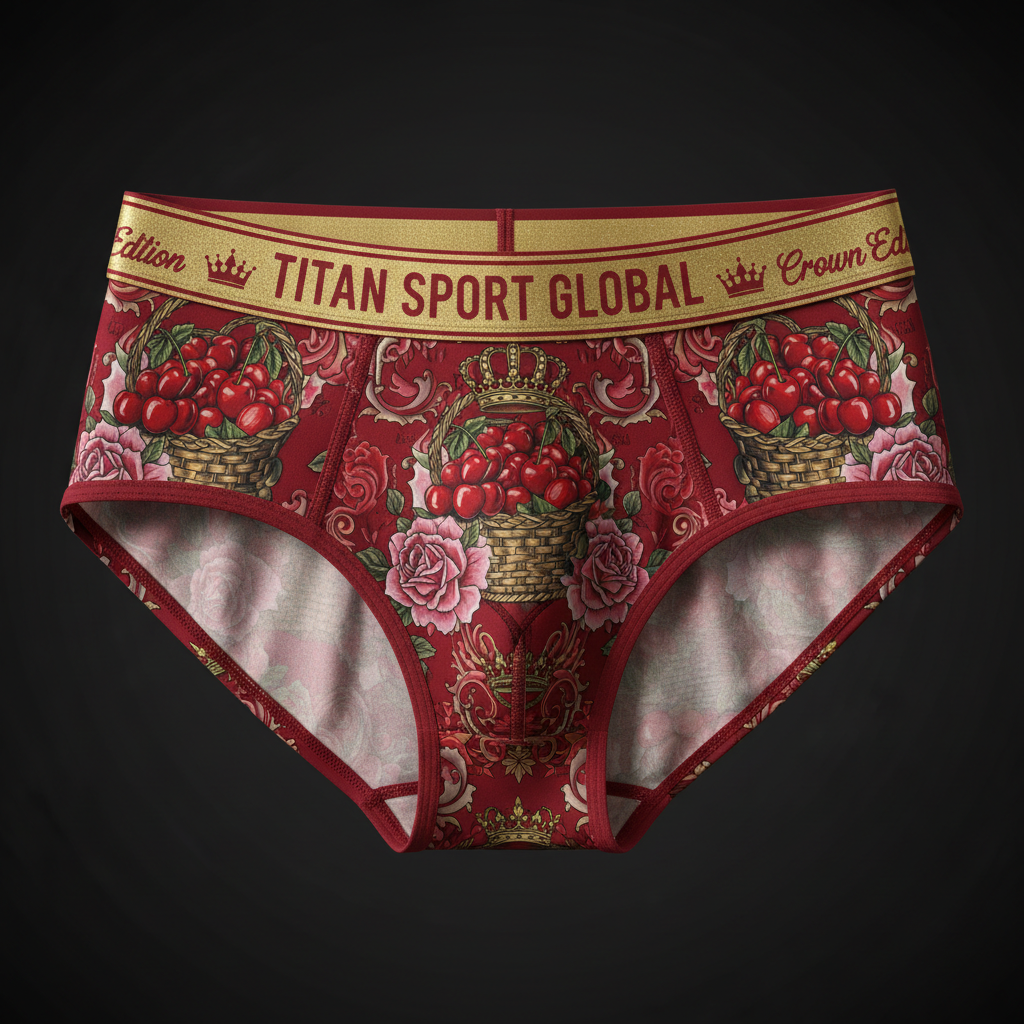 TITAN Crown Edition Women's Cherry Blossom Sport Briefs — Cherry Red & Gold