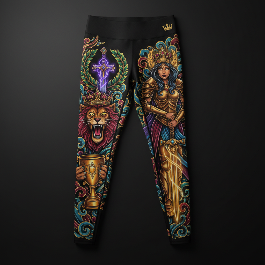 Victorious Woman Women's Leggings — TITAN Crown Edition tattoo artwork