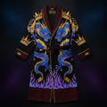 TITAN Crown Edition Tattoo Art Men's Lounge Robe - bold imperial dragon tattoo artwork on matte black terry fabric
