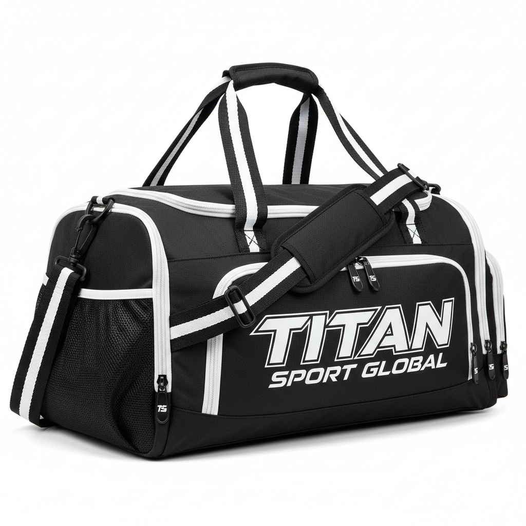 TITAN Black & White Gym Bag - Elite Athlete