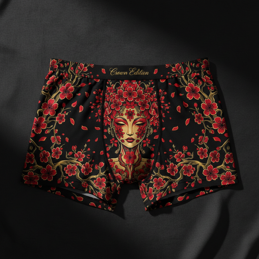 TITAN Women's Cozy Boxer Shorts Cherry Blossom Crown Edition
