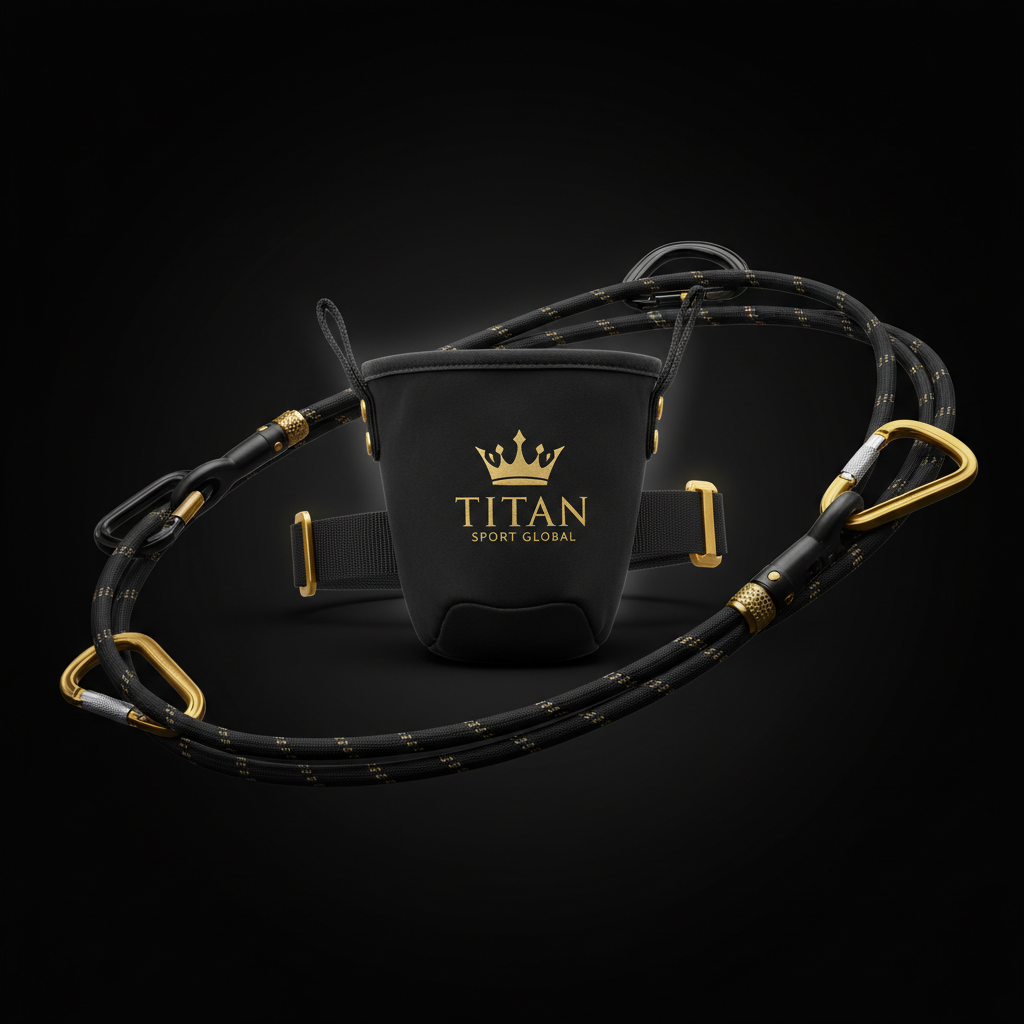 TITAN Climbing Chalk Bag Blackout Crown — matte black with gold crown logo
