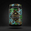 TITAN Pea Protein Powder — Mint Chocolate Chip, Crown Edition tattoo-style artwork