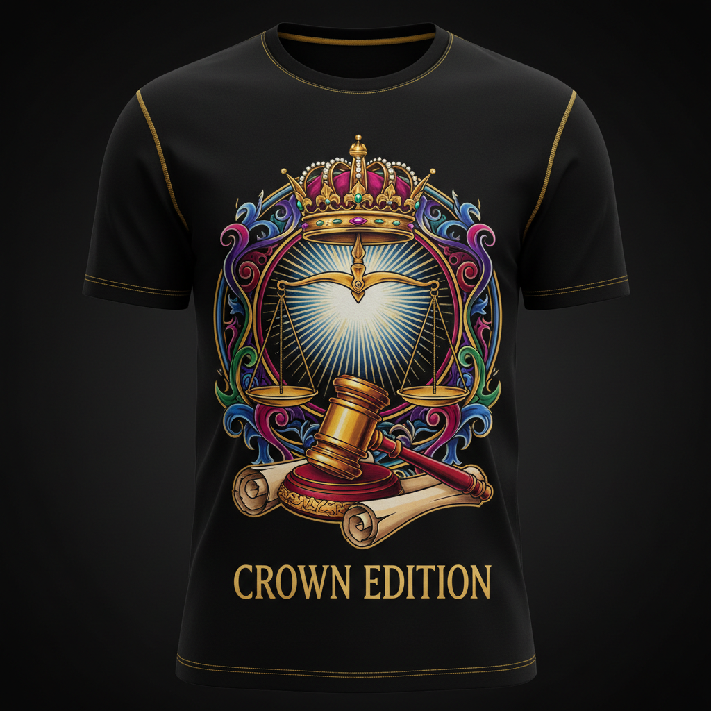 Justified Men's Tee — TITAN Crown Edition tattoo artwork
