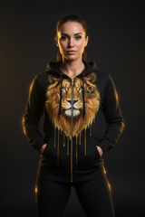 TITAN Women's Gold Lion Watercolor Zip-Up Hoodie — Exclusive Black & Gold 🖤🦁 (XS–3XL)