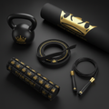TITAN Home Gym Starter Kit — Resistance Bands, Kettlebell, Foam Roller, Jump Rope & Training Mat flat lay