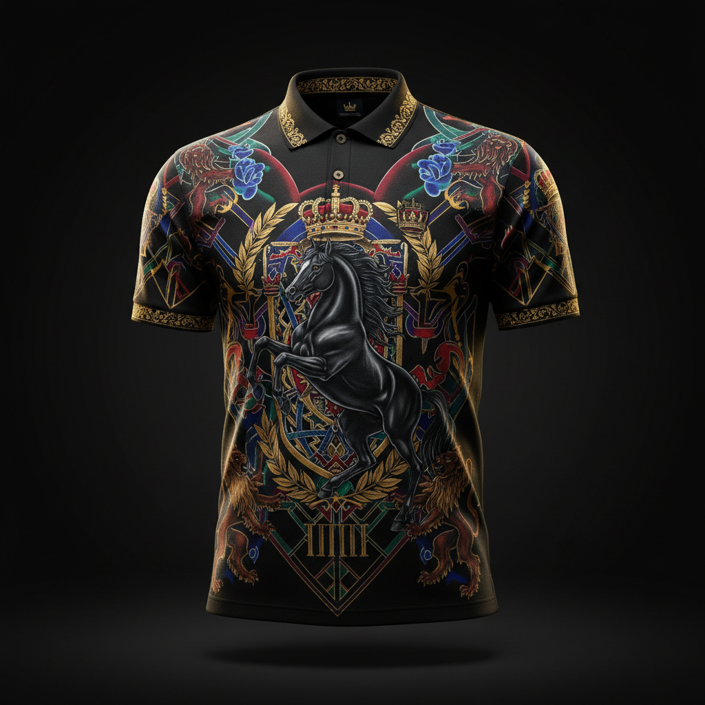 TITAN Men's Polo Shirt - Black Stallion Crown Edition Design