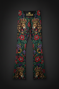 TITAN Flare Leggings Crown Edition - lion tattoo art with gold TITAN logo, skinny leg