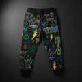 TITAN Printed Kids Jogger Pants — Crowns and lightning bolts tattoo-style artwork in royal blue and emerald green