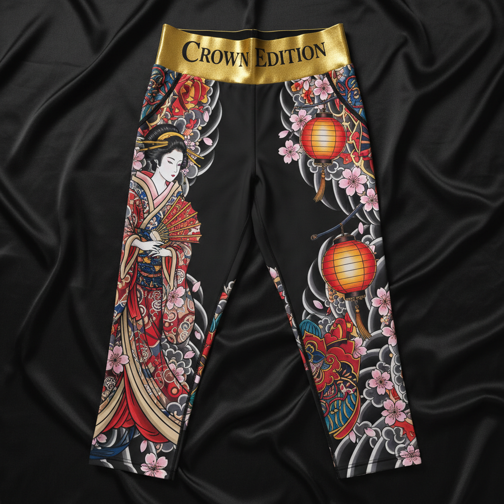 TITAN Crown Edition Tattoo Art Geisha Cropped Joggers Women's Athletic Bottoms