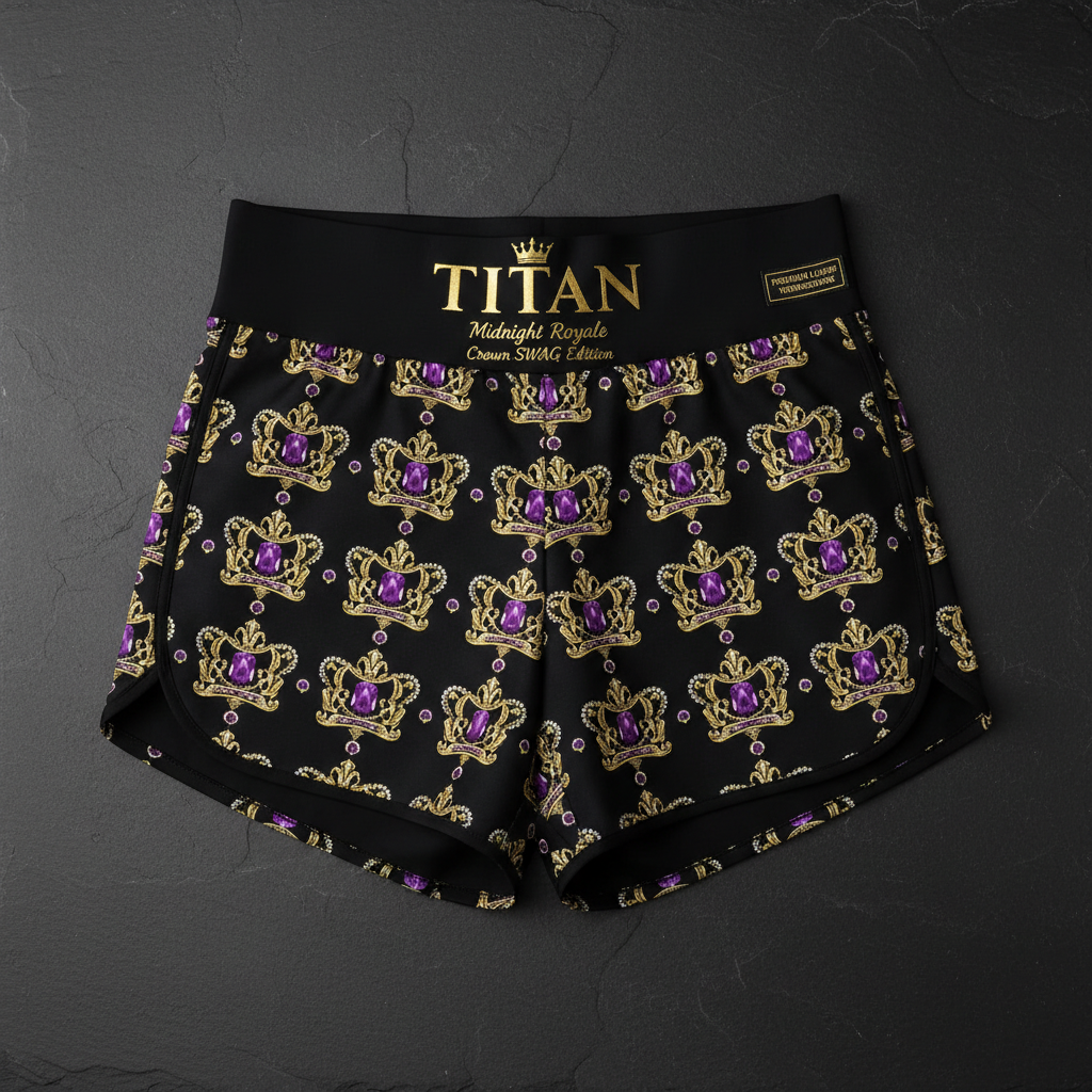 TITAN Women's Midnight Royale Crown Athletic Shorts — Dark Queen SWAG Edition