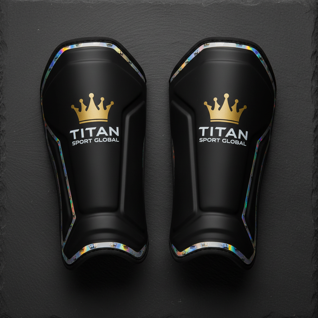 TITAN Crown Edition Rugby Shin Guards Matte Black Gold