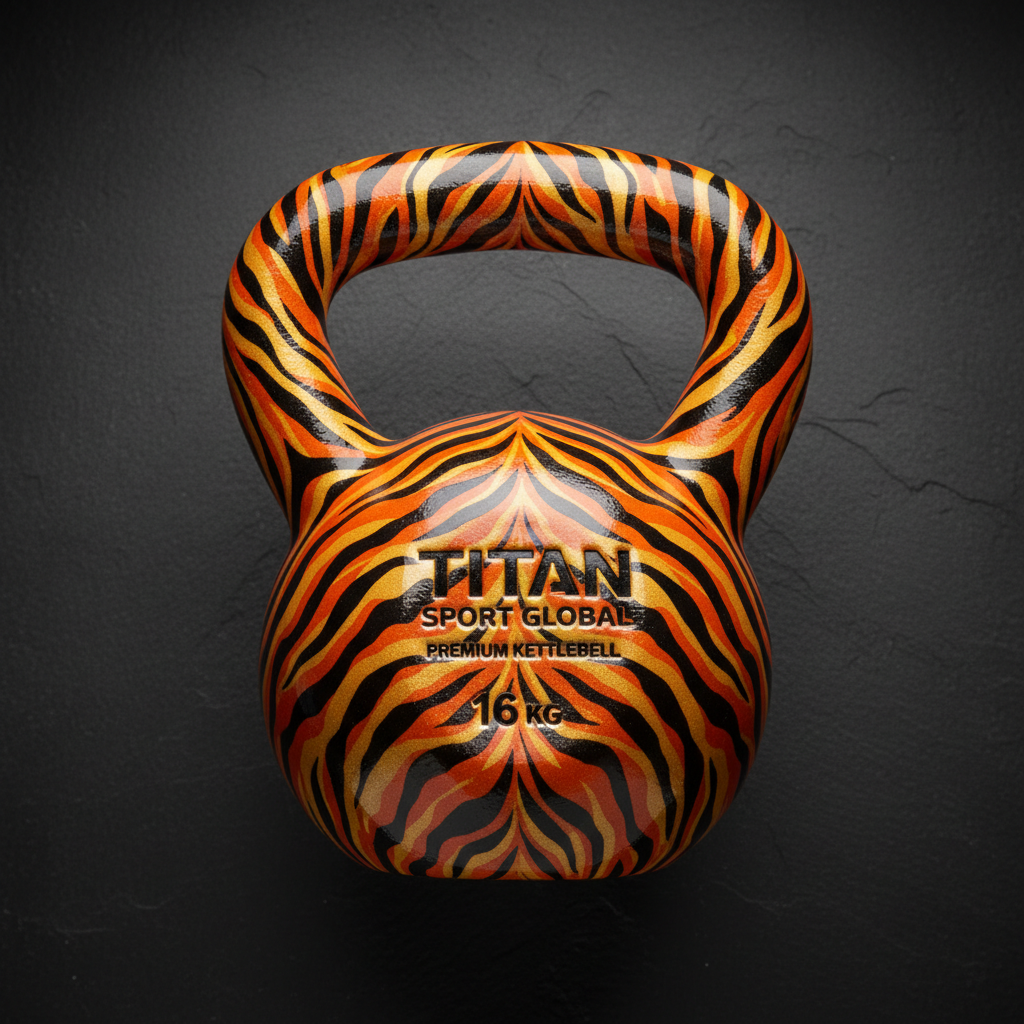 TITAN Kettlebell Tiger Flame Crown Edition flat lay