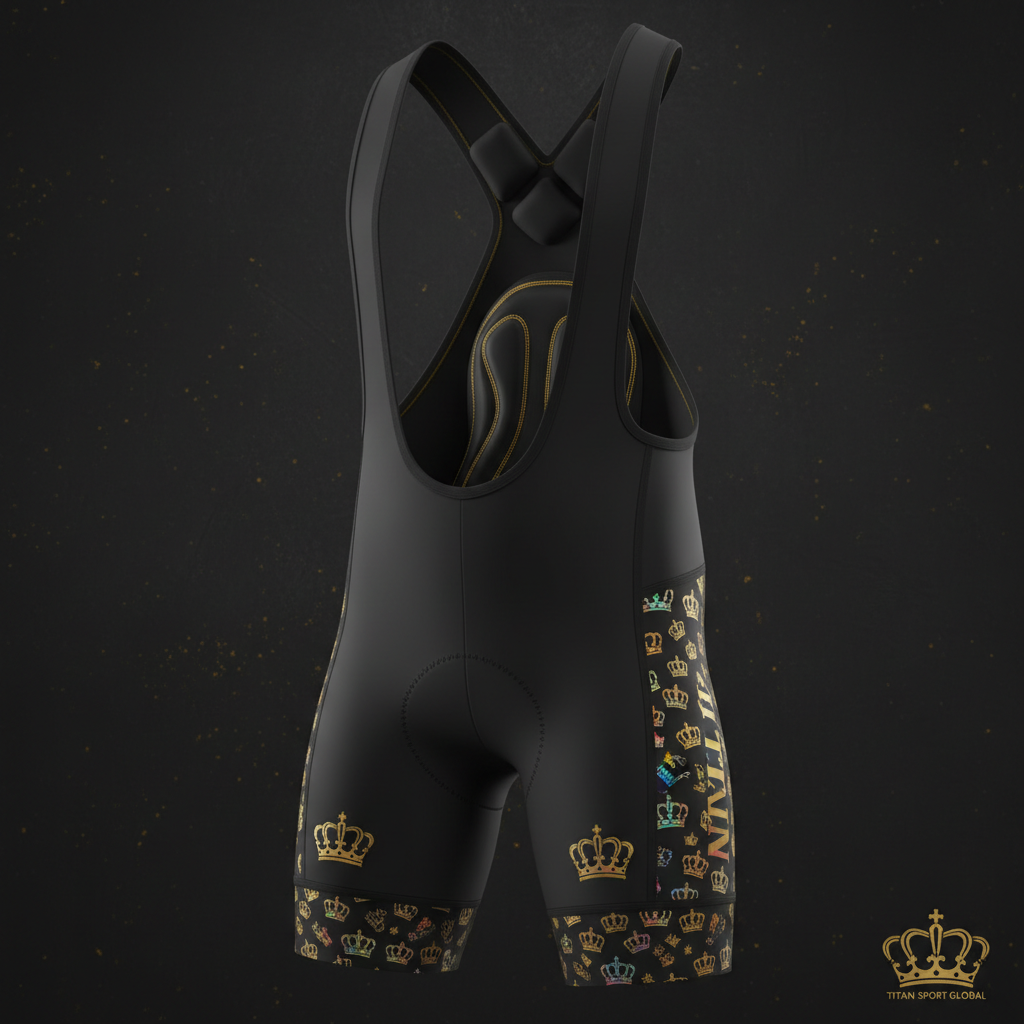 TITAN Crown Edition Cycling Bib Shorts Matte Black Gold