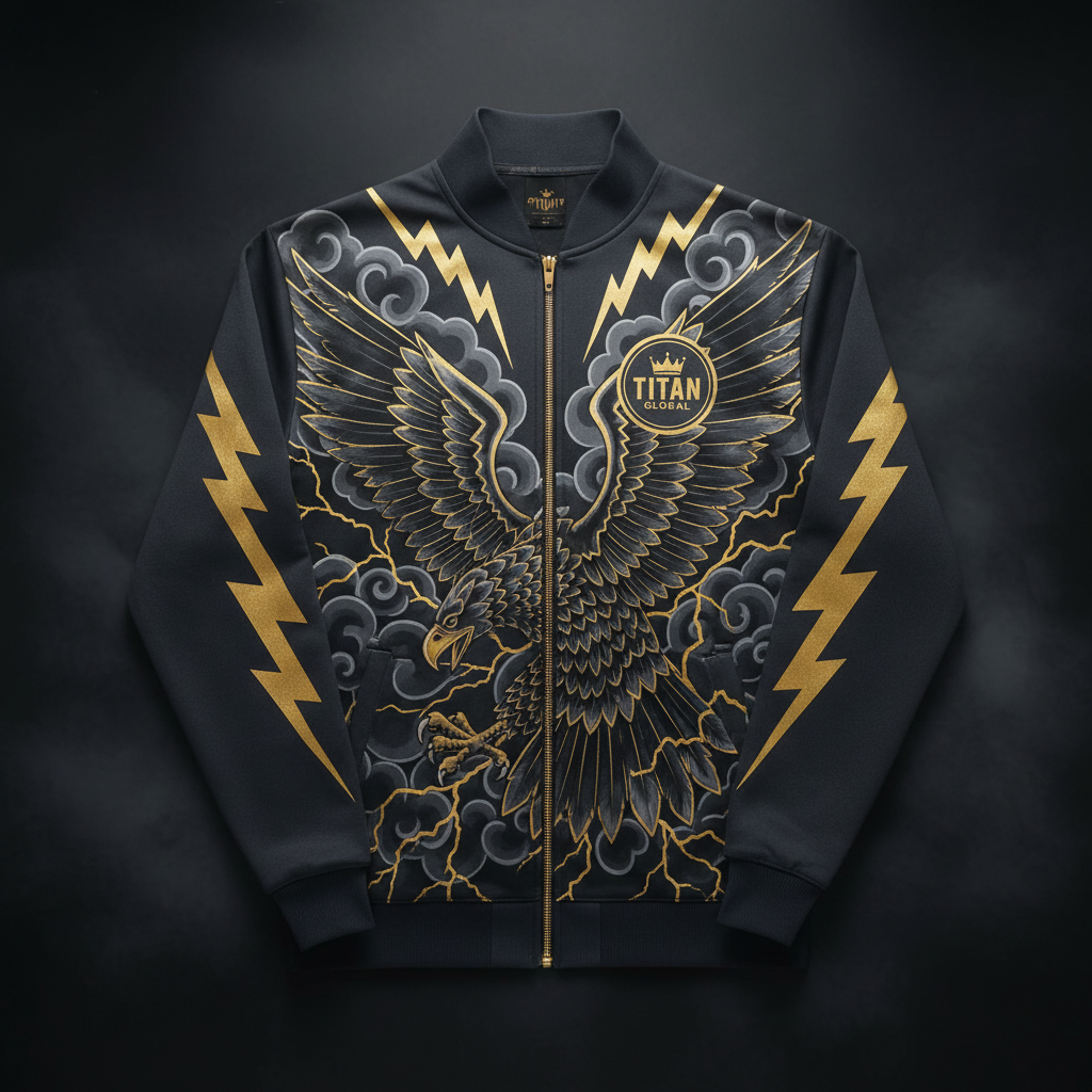 TITAN Men's Sauna Sweat Zip-Up Jacket Charcoal Thunderbird Crown Edition flat lay