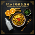 TITAN Jamaican Ackee Saltfish Power Breakfast meal kit flat lay dark luxury