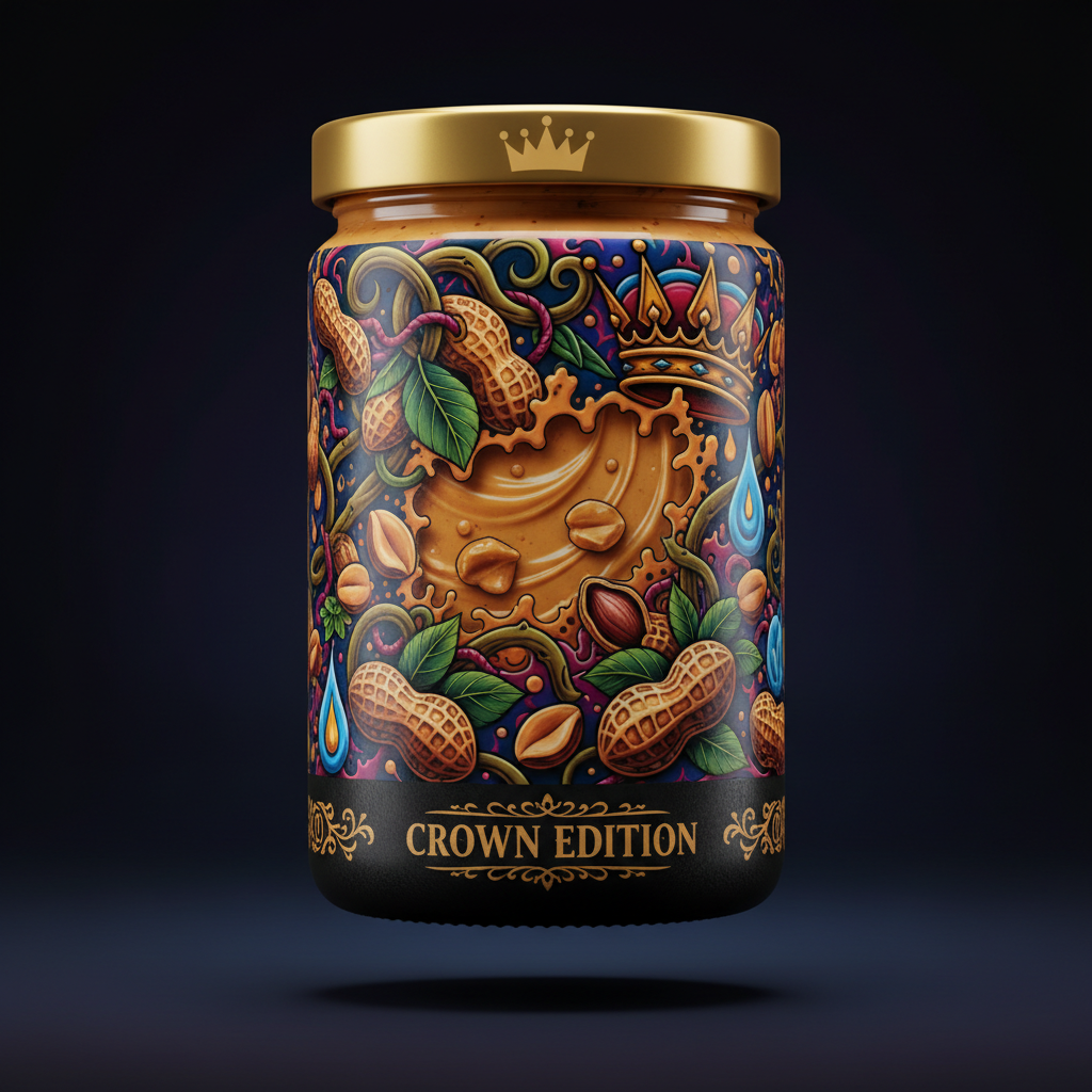 TITAN Peanut Butter Crunchy — Crown Edition bold tattoo-style artwork
