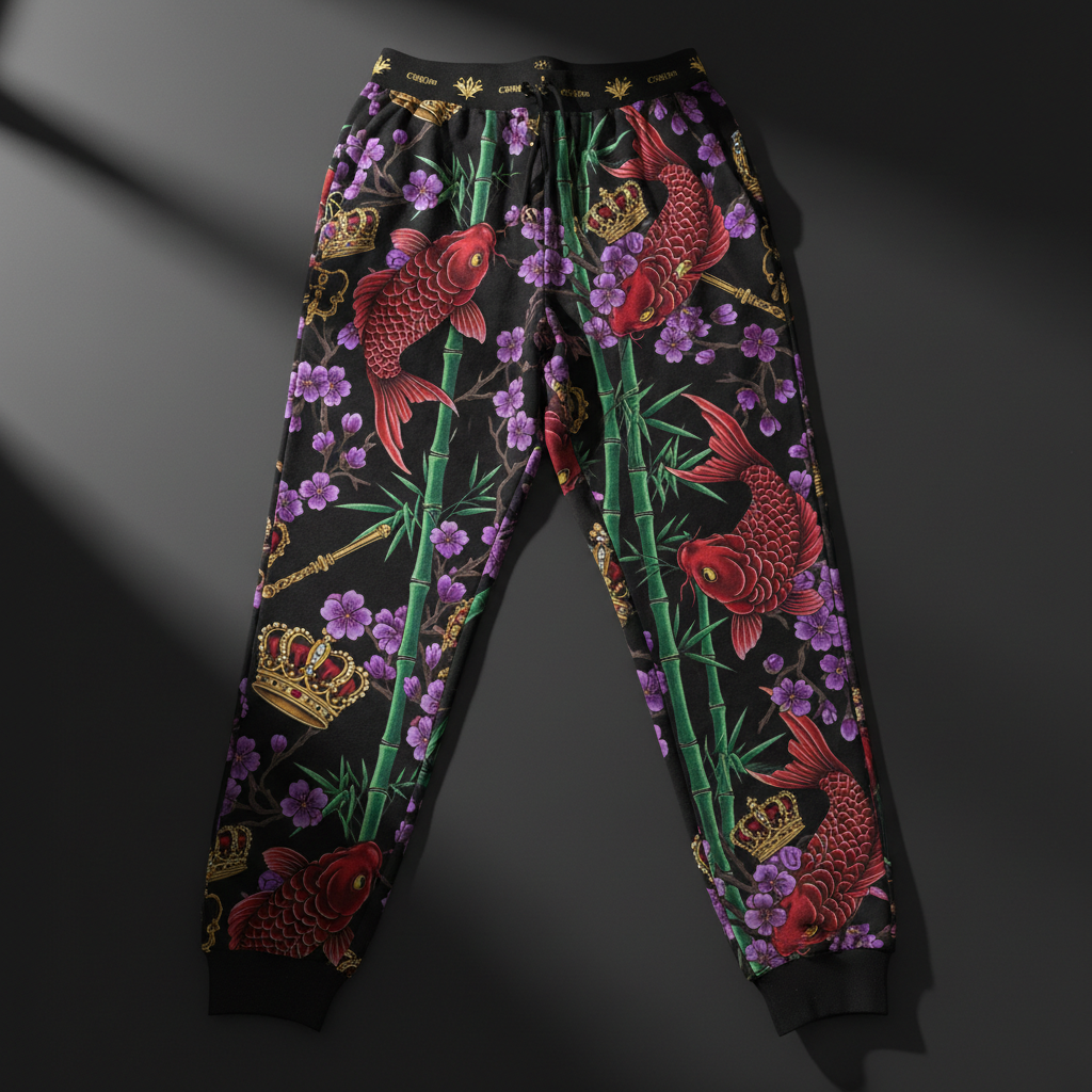 TITAN Crown Edition Tattoo Art Women's Lounge Joggers - bold colorful tattoo artwork on matte black fabric