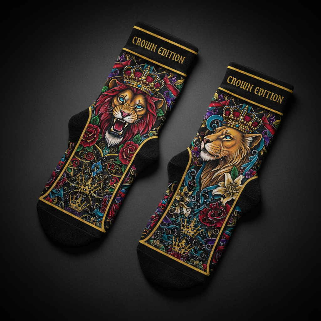 TITAN Crown Edition Tattoo Art Grip Slipper Socks