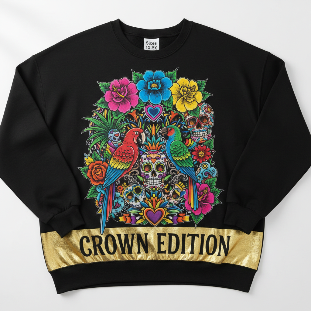 TITAN Plus Women's Floral Crown Folk Art Crewneck — Inclusive Crown Edition
