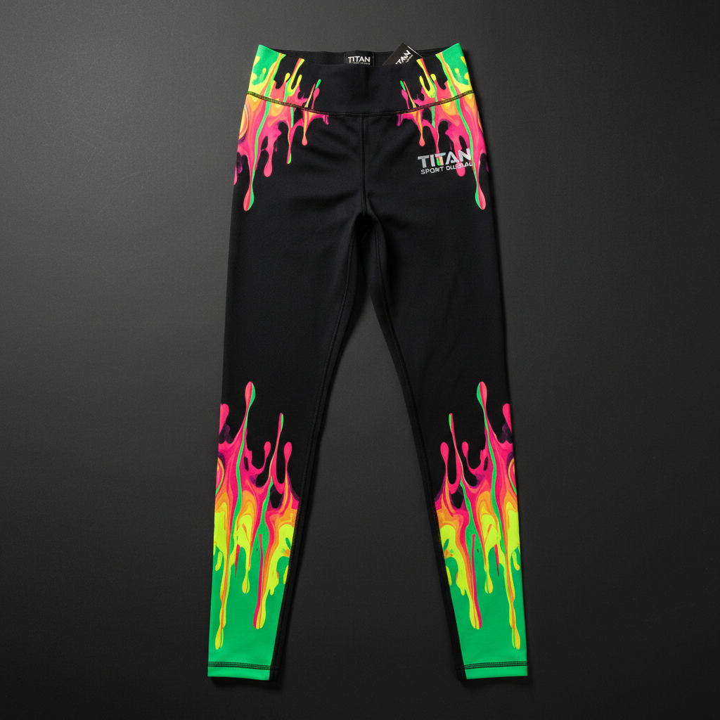 TITAN Women's Neon Drip Crown Compression Tights flat lay