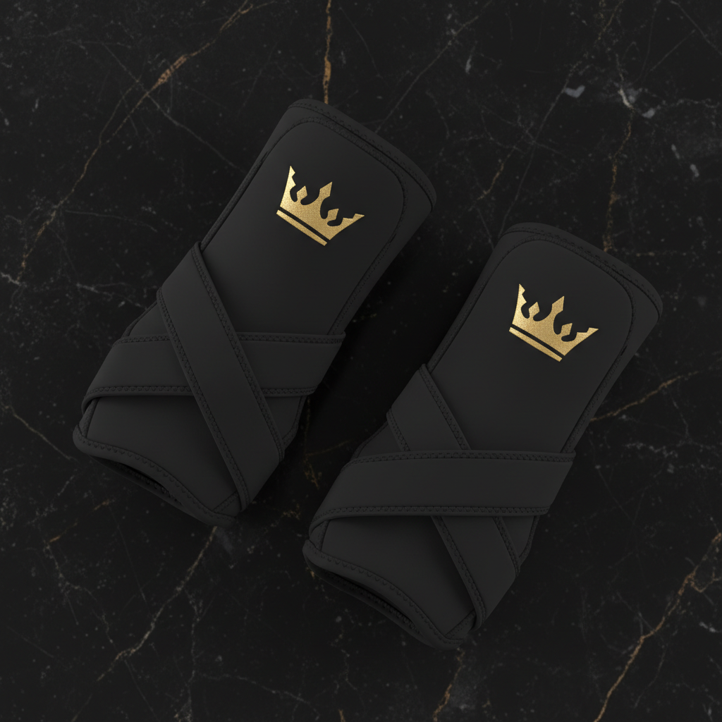 TITAN Volleyball Ankle Braces Crown Edition matte black neoprene gold crown logo figure-8 strap system pair