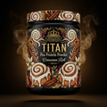 TITAN Pea Protein Powder — Cinnamon Roll, Crown Edition tattoo-style artwork
