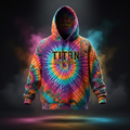 TITAN Unisex Tie-Dye Hoodie - Crown Edition tattoo-style tie-dye artwork