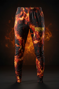 TITAN Men's Tapered Athletic Joggers — Lava Fire Abstract Design