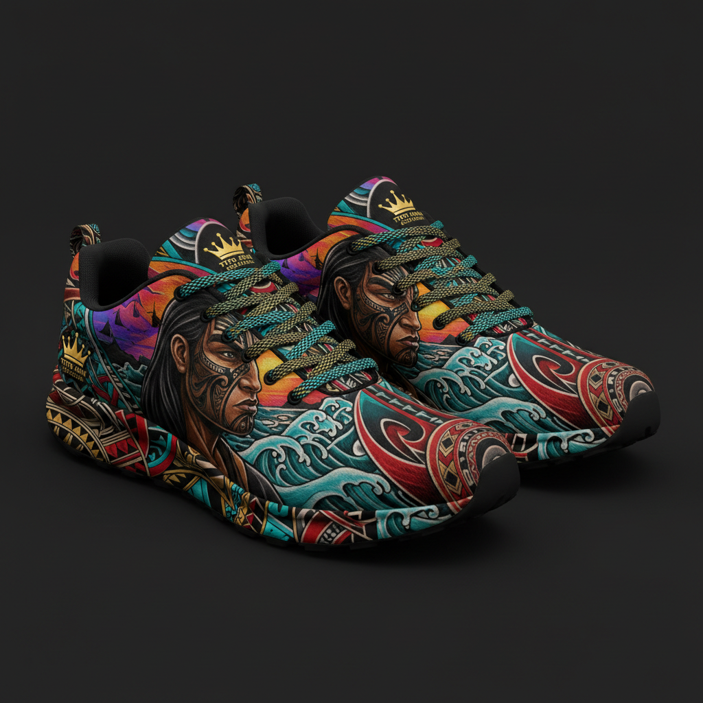 TITAN Crown Edition Color Polynesian Warrior Men's Running Shoe Color Tattoo Art