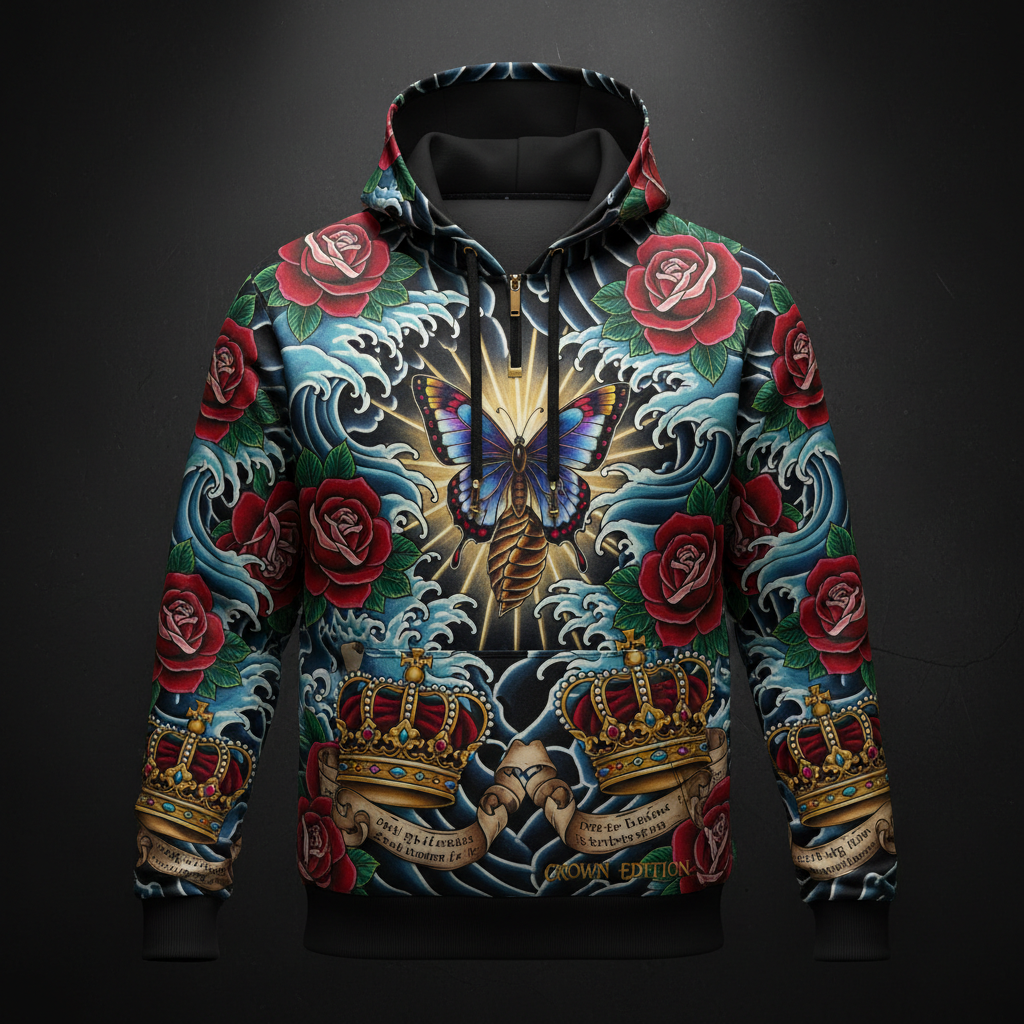 Washed & Made New Men's Hoodie — TITAN Crown Edition tattoo artwork