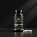 TITAN Magnesium Glycinate Capsules — Matte black bottle with gold crown logo and capsules