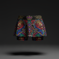 TITAN Crown Edition Athletic Skirt — bold tattoo-style artwork on matte black performance fabric