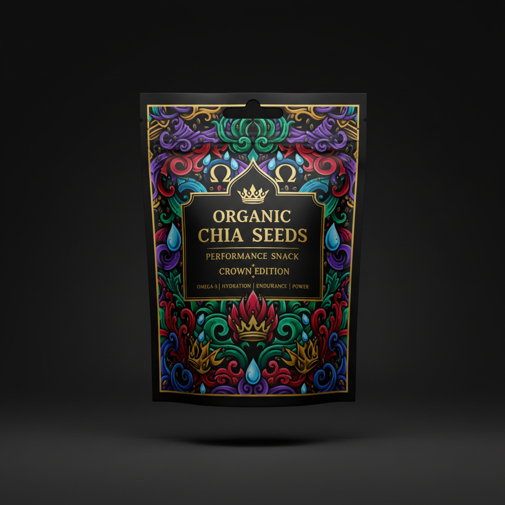 TITAN Organic Chia Seeds Performance Snack Pack — Crown Edition bold tattoo-style artwork