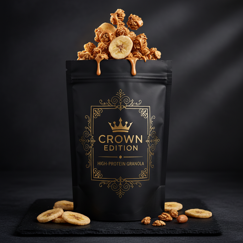 TITAN Protein Granola – Peanut Butter Banana Crunch — Crown Edition matte black packaging