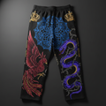 TITAN Crown Edition Tattoo Art Men's Lounge Sweatpants - bold phoenix mandala tattoo artwork on matte black fleece