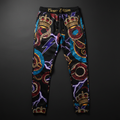 TITAN Crown Edition Tattoo Art Men's Athletic Lounge Joggers - bold colorful tattoo artwork on matte black performance fabric