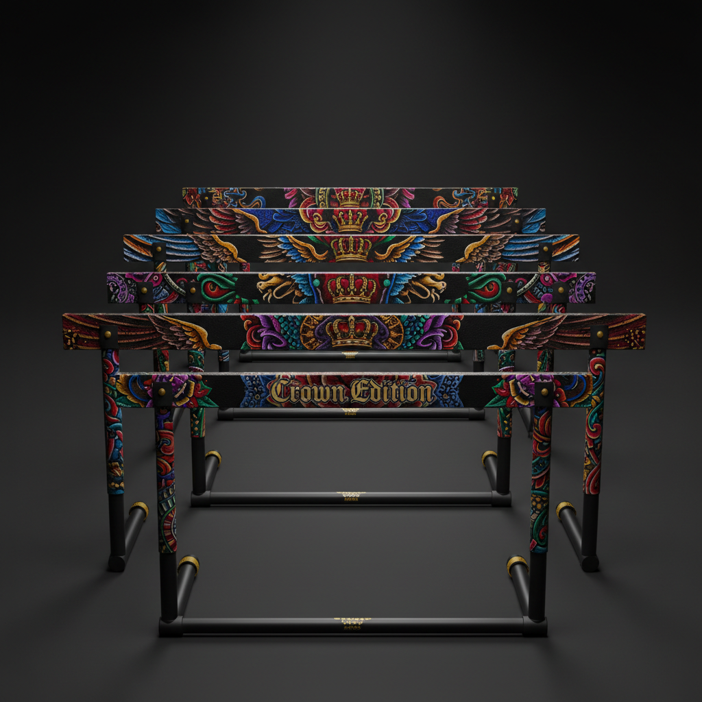 TITAN Crown Edition Adjustable Speed Hurdles — Crown Edition matte black and gold