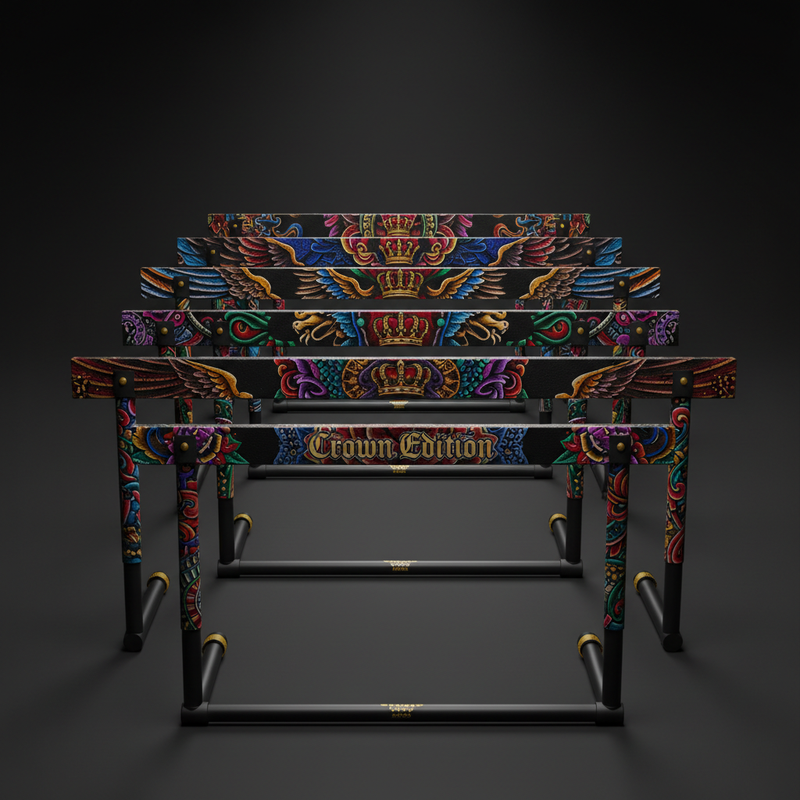 TITAN Crown Edition Adjustable Speed Hurdles — Crown Edition matte black and gold