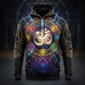 TITAN Men's Hoodie — Om Sacred Symbol royal blue gold mandala design