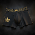 TITAN Men's Everyday Compression Boxer Briefs Charcoal Lion Crown Edition flat lay