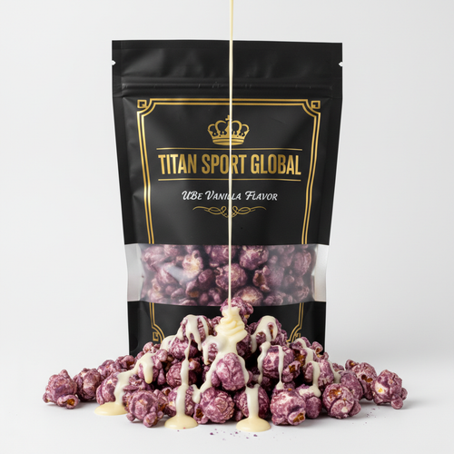 Crown Edition Ube Vanilla Protein Popcorn — matte black Crown Edition pouch