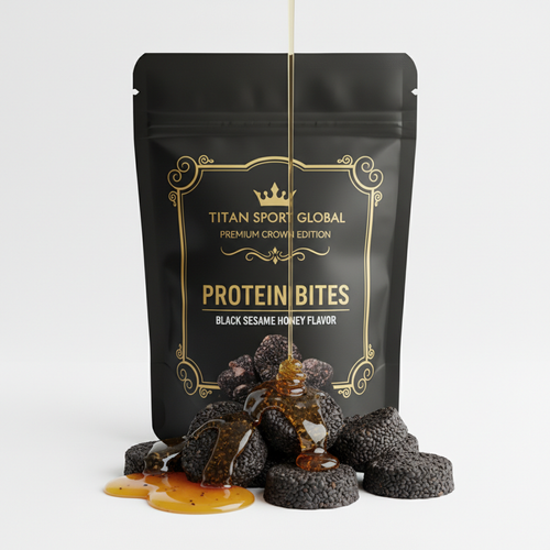 Crown Edition Black Sesame Honey Protein Bites — matte black Crown Edition pouch
